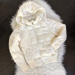 Old Navy Hooded Puffer Jacket, Cream